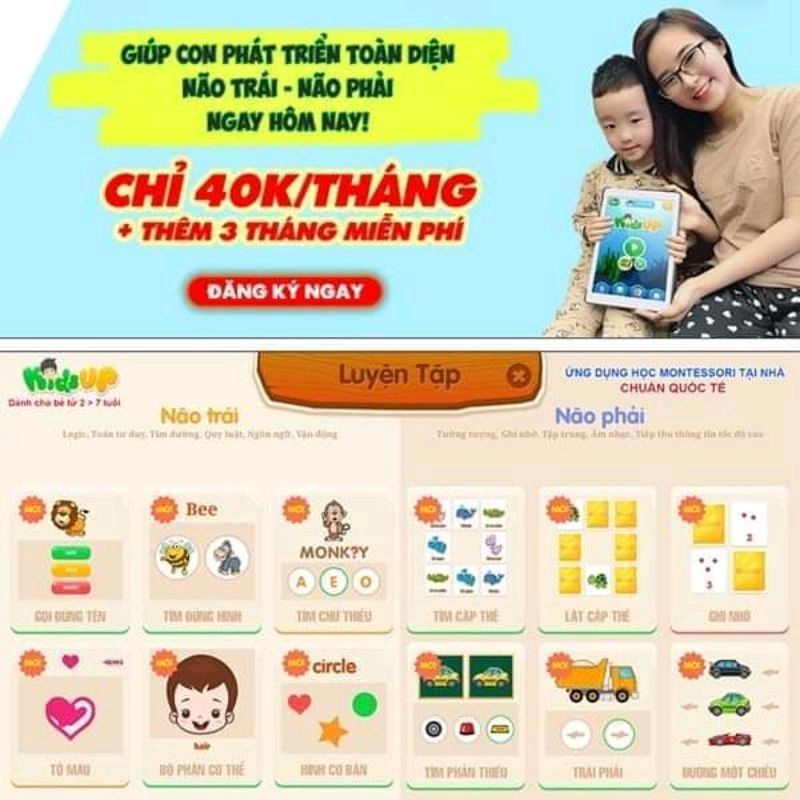 Bộ thẻ học thông minh tặng Kids Up cho bé