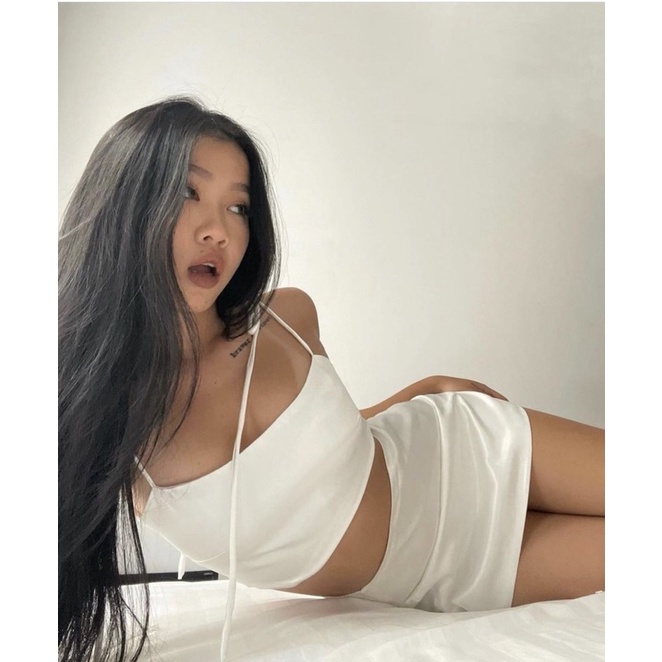 LUCASTA SET/ SET ĐỒ LỤA 2S CROPTOP KÈM CHÂN VÁY