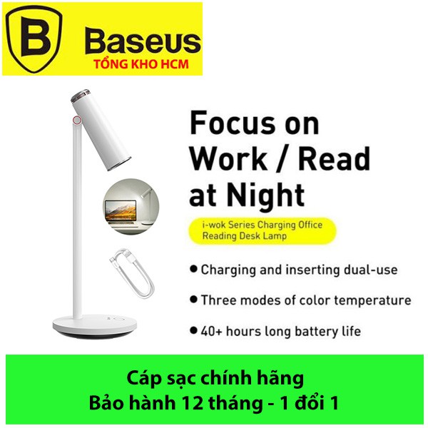 Đèn học để bàn, đèn Led để bàn Baseus i-wok 3 chế độ sáng bảo vệ mắt, chống cận, dễ gấp gọn, không dây, pin 40+ giờ