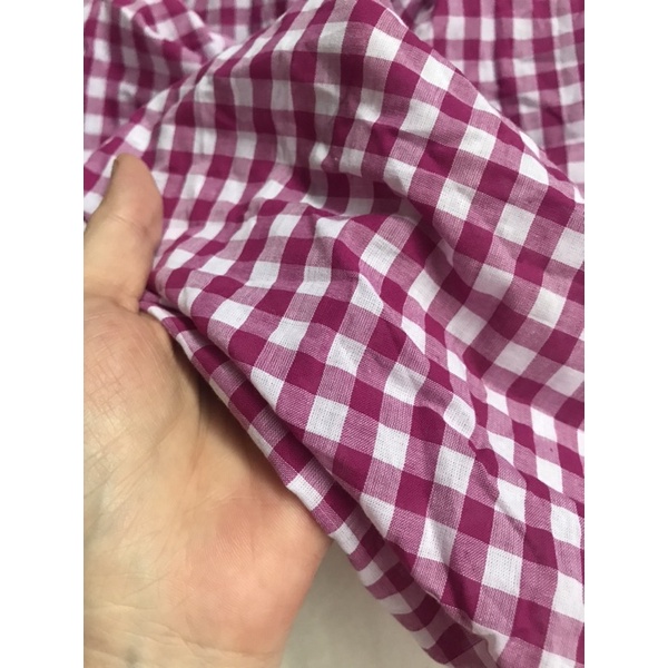 Vải thô carô tím cẩm