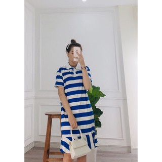 Đầm đuôi cá sọc xanh hình thật