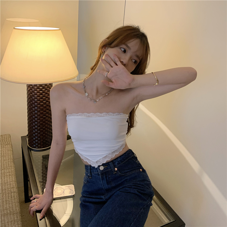 Áo Croptop Sát Nách Phối Ren Hoa Cho Phái Nữ | BigBuy360 - bigbuy360.vn