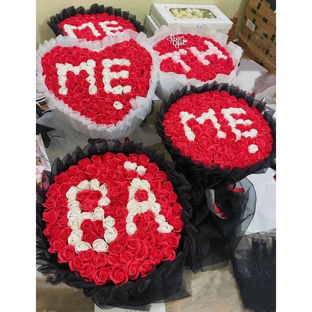Bó hoa sáp nhũ chữ mẹ 99 bông xinh xắn, quà tặng mẹ ý nghĩa/shop hoa Gà Handmde. hoa sáp tp vinh