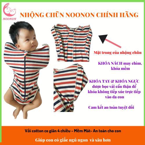 Nhộng Cộc Hở Chân Noonon cho bé, Nhộng Chũn Có Khoá Mở Tay Giúp Bé Sơ Sinh Ngủ Ngon, Túi Ngủ Mùa Đông