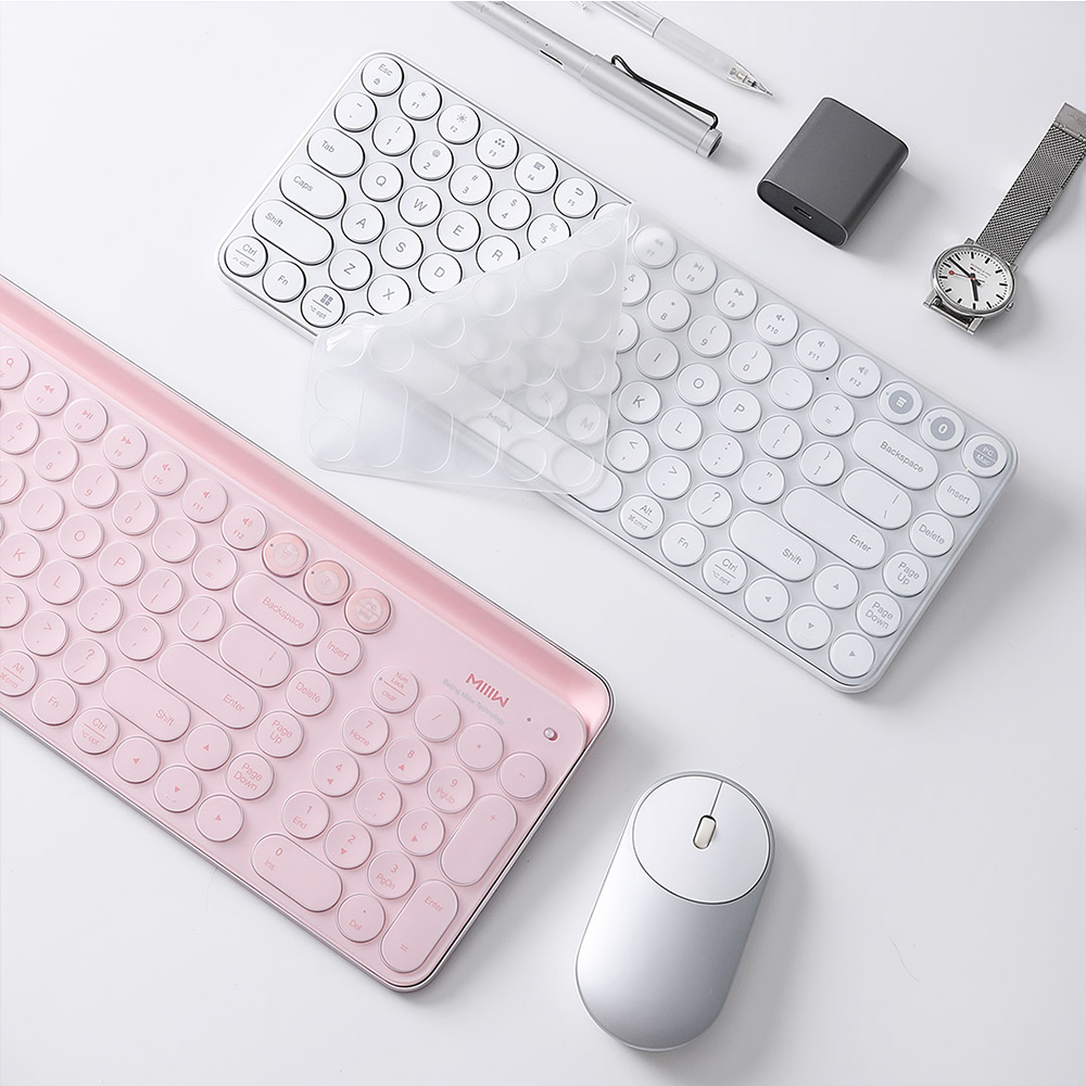 Miếng dán bàn phím UARELIFFE Miiw bằng silicon mềm trong suốt 0.25mm chống nước chống bụi giặt được với 104 nút bấm