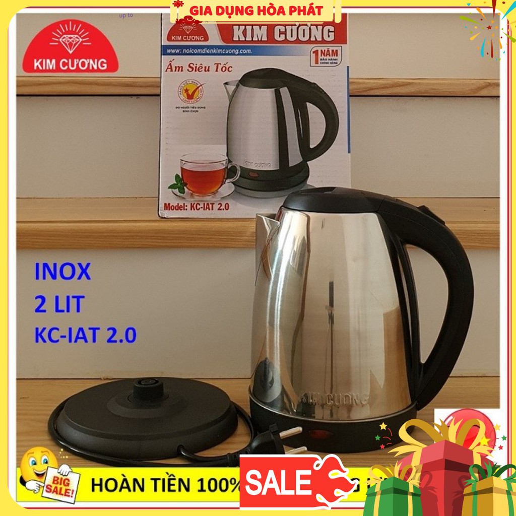 Bình đun nước siêu tốc - Bình nấu nước  - Ấm đun siêu tốc inox Hiệu kim Cương