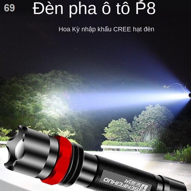 2021✢LED ánh sáng mạnh sạc kho báu đèn pin hộ gia đình trường bền tự vệ lực lượng đặc biệt tầm xa siêu