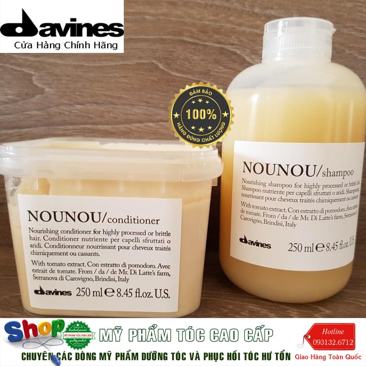 [Davines-Italia] Cặp gội xả phục hồi tóc hư tổn Davines Nounou 250mlx2