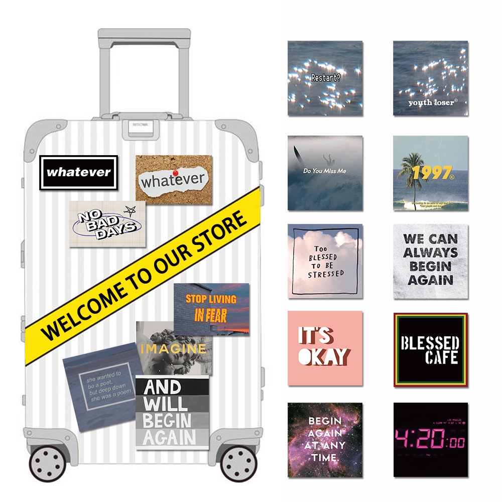 Set 50 miếng dán trang trí chống nước cho sổ tay/ laptop