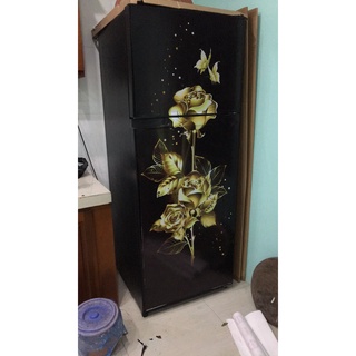 Miếng dán tủ lạnh hoa hồng vàng 3D sang trọng - không thấm nước - in theo yêu cầu