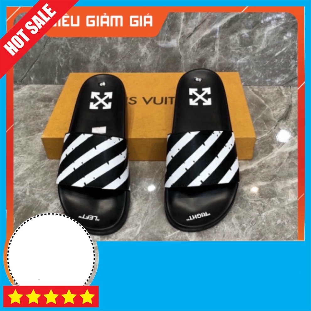 Dép lê off white quai da siêu nét quai da đỉnh cao TrungPii Siêu rẻ shopee