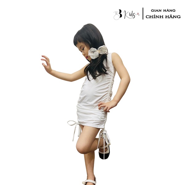 Váy Body Rút Sườn BB Kids Chất Thun Lạnh Màu Trắng Cho bé gái