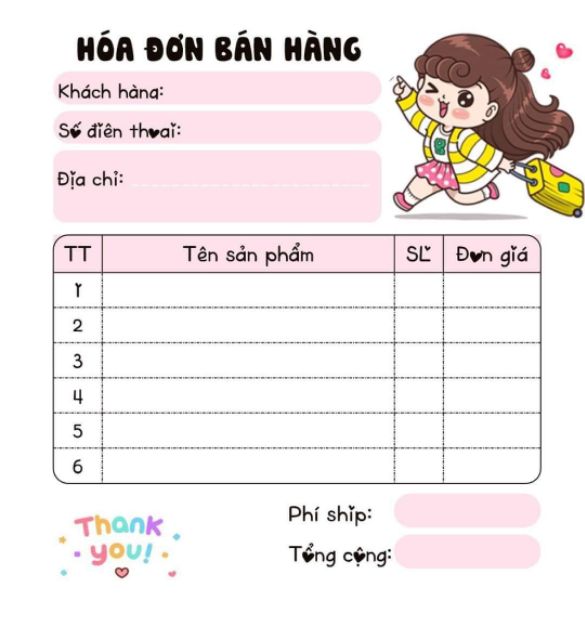 ❤️[MUA 10 TẶNG 1]Hóa đơn bán hàng mini 1 liên em bé chibi