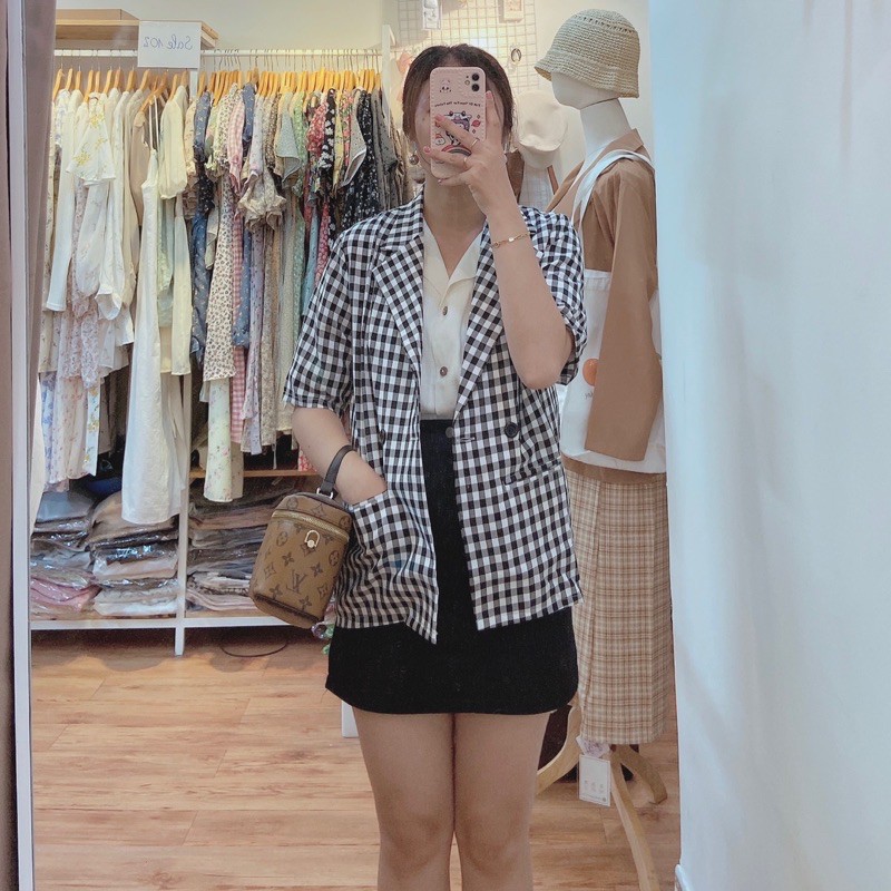 Khoác Blazer caro tay ngắn | BigBuy360 - bigbuy360.vn