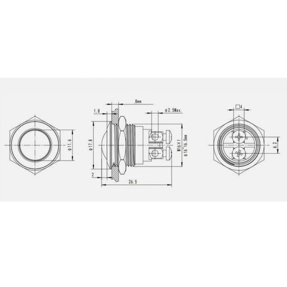 Nút Nhấn Bật / Tắt Còi Tạm Thời 16mm