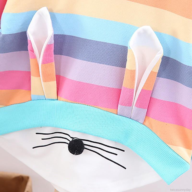 Áo hoodie tay dài kẻ sọc in hình hoạt hình cho bé gái