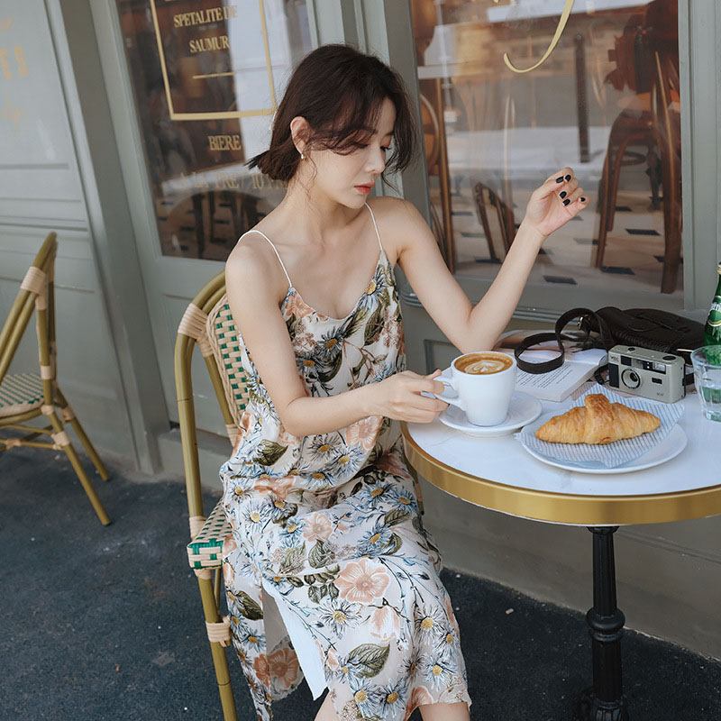 Đầm không tay Họa Tiết Hoa Retro Thời Trang Quyến Rũ