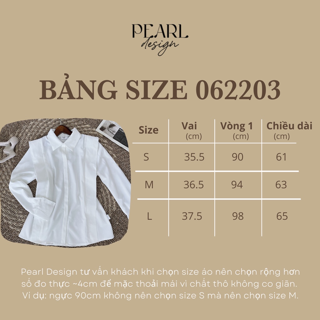 Áo sơ mi trắng công sở nữ cổ đức vai vạt thiết kế sang trọng dáng suông lịch sự Pearl Design 062203