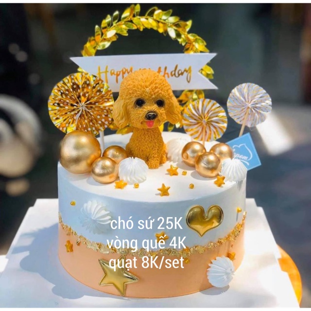 CHÓ POODLE SỨ TRANG TRÍ BÁNH KEM