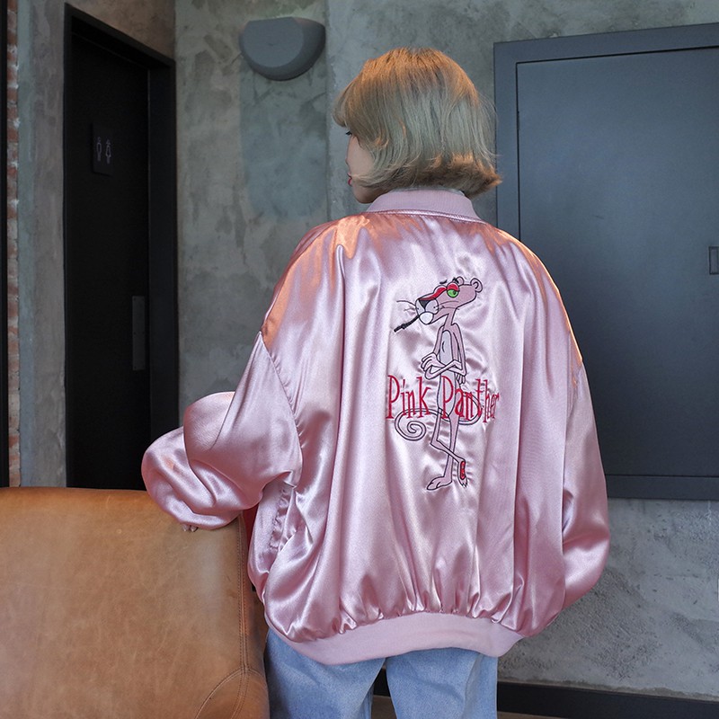 [Hàng order] Áo khoác bomber báo hồng