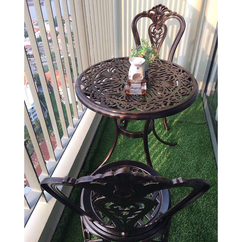 Bộ bàn ghế ban công nhôm đúc 1 bàn 2 ghế