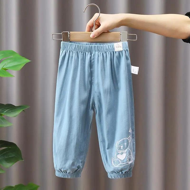 Quần Dài Chống Muỗi Vải Lụa Mát Dáng Rộng Thời Trang Mùa Hè Cho Bé Trai