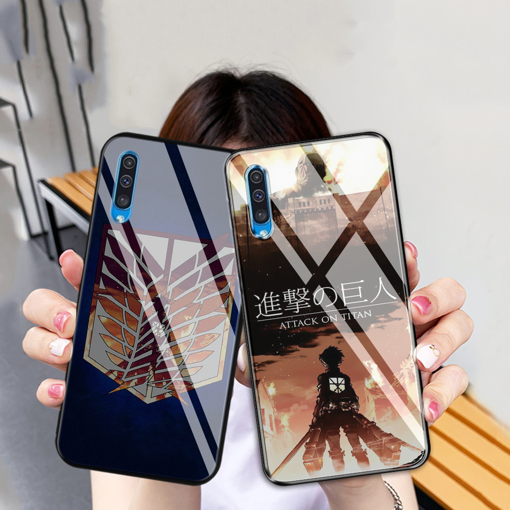 Ốp Lưng Kính Cường Lực In Hình Anime Attack On Titan Cho Samsung Galaxy A10 A20 A30 A40 A50 A60 A70 A51 A71 A81