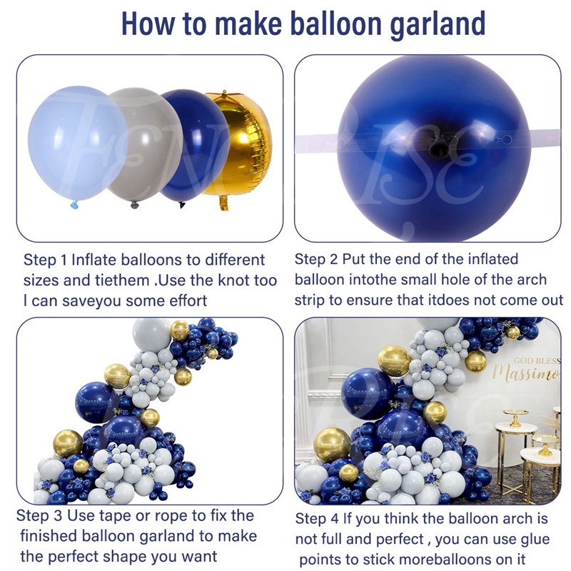 Màu xanh chủ đề loạt bong bóng vòng hoa đặt sinh nhật đám cưới