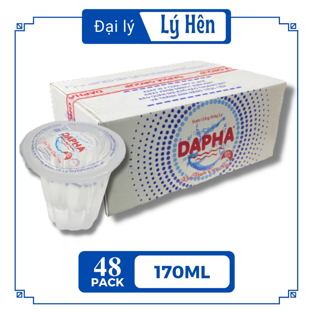 Thùng 48 Ly Nước Suối Tinh Khiết Dapha Ly Nhựa 170ml Đãi Đám Tiệc - Kèm Ống Hút HSD 13-04-22
