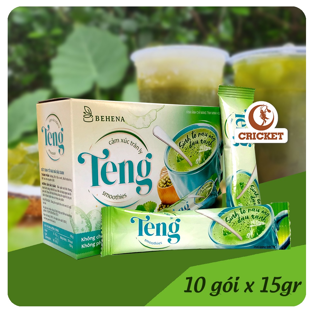 Bột Rau Má Đậu Xanh Teng ( Hộp 10 gói x 15gr) - hương vị thơm ngon - thanh lọc cơ thể, giải khát - Mát Gan