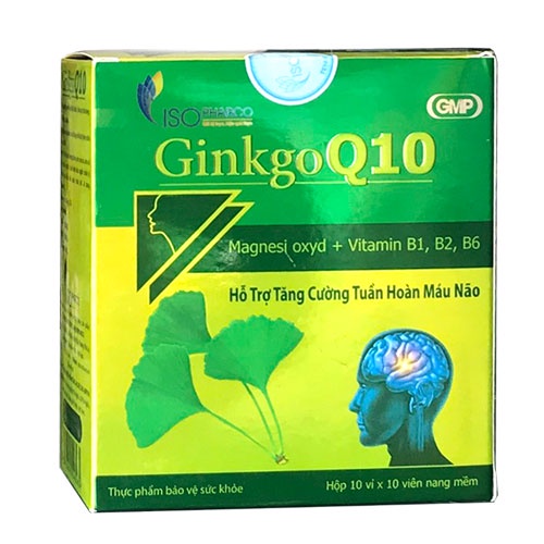 GINKGO Q10 ISOPHARCO [Hộp 100 viên] - [ginko q10 / ginkgo biloba, ginkgoq10] ( Hộp màu xanh )