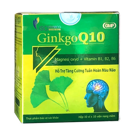 GINKGO Q10 ISOPHARCO [Hộp 100 viên] - [ginko q10 / ginkgo biloba, ginkgoq10] ( Hộp màu xanh )