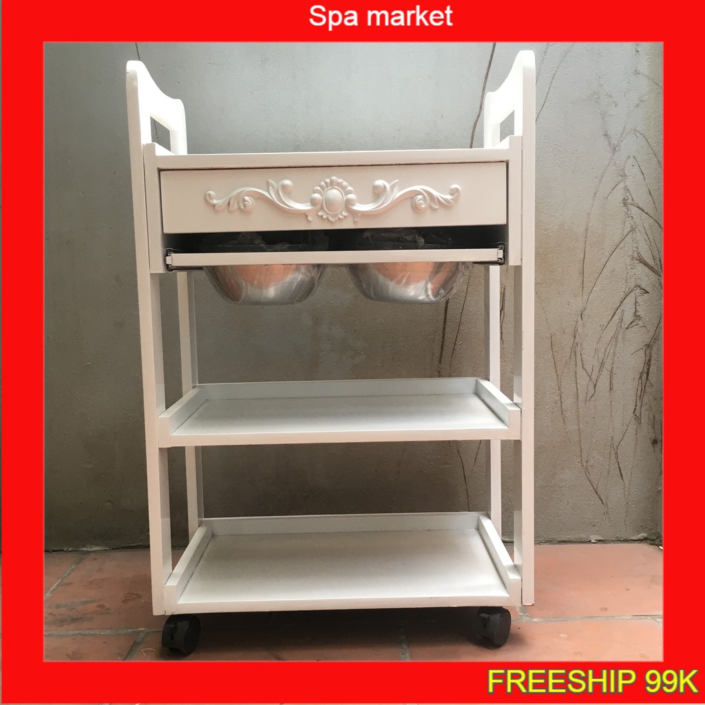 Xe đẩy gỗ spa