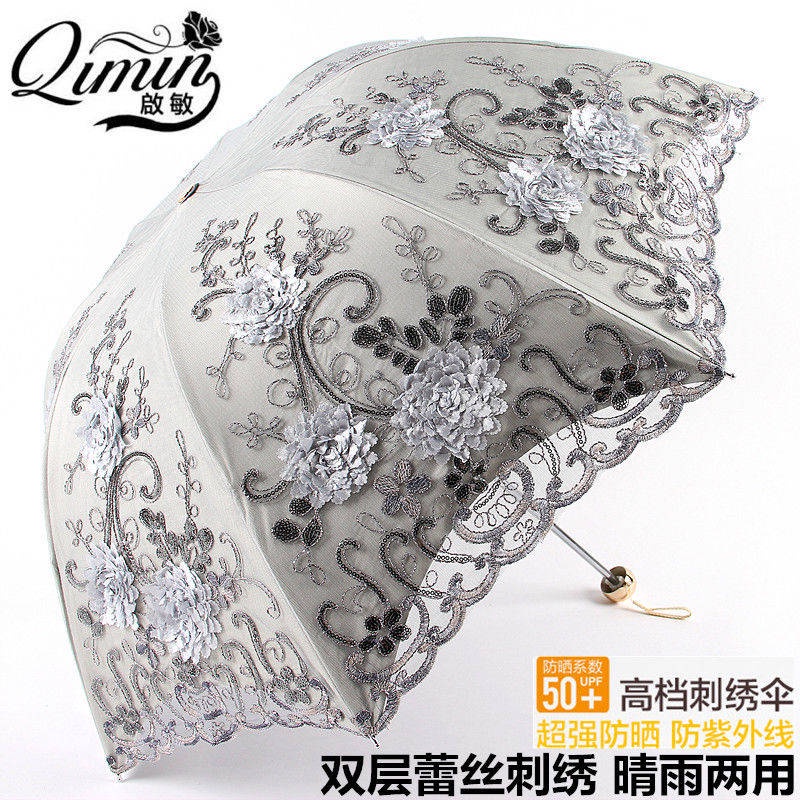 ✡ Trong Kho ✡ Dù Che Nắng Chống Tia Cực Tím Có Thể Gập Lại Thêu Họa Tiết Công Chúa