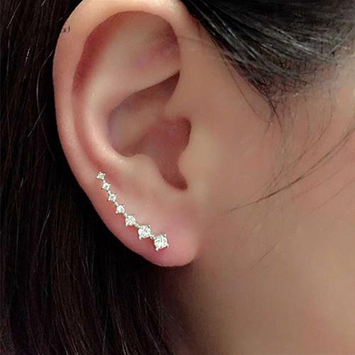 Bông tai kiểu móc kẹp đính kim cương giả & đá zircon lấp lánh