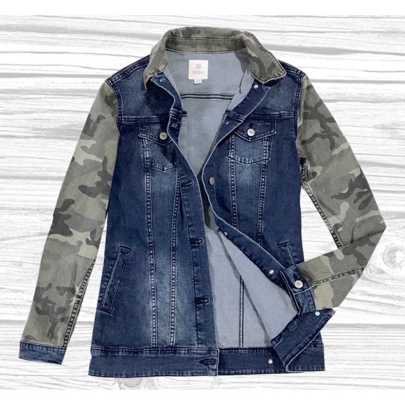 Áo Khoác Jeans Bò Unisex Dáng Dài Có Túi Phối Tay Rằn Ri Wash LULAROE Hàng Xuất Xịn Cao Cấp Chất Siêu Đẹp Nặng Tay