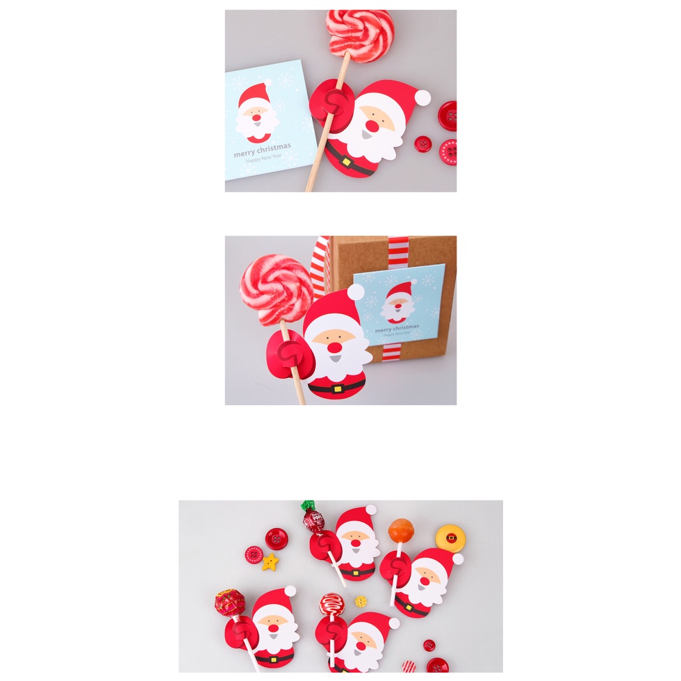 Bộ 50 Kẹo Mút Bằng Giấy Họa Tiết Hoạt Hình Trang Trí Giáng Sinh