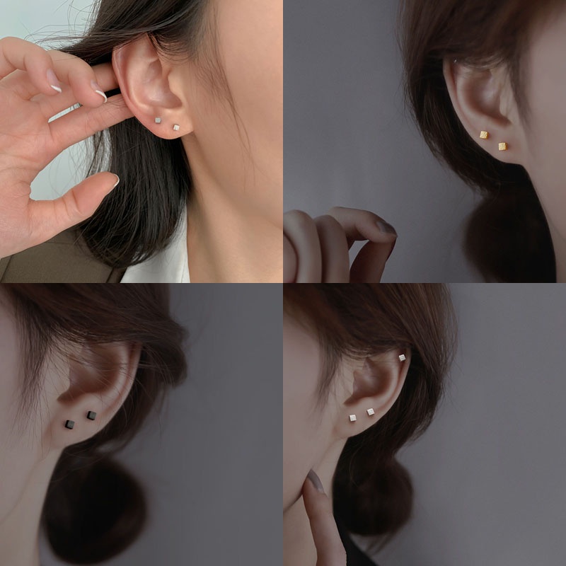 1 Đôi bông tai mạ bạc S925 cỡ nhỏ dáng dài thời trang cho nữ
