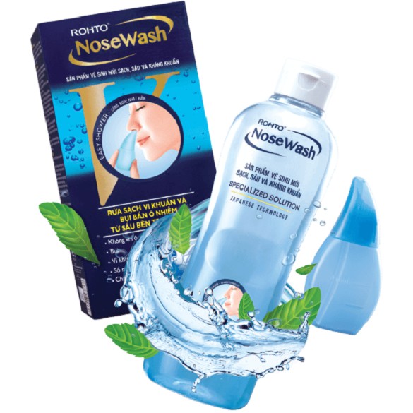 Bộ sản phẩm vệ sinh mũi Rohto NoseWash (1 bình vệ sinh mũi Easy Shower và 1 bình dung dịch 400 ml)