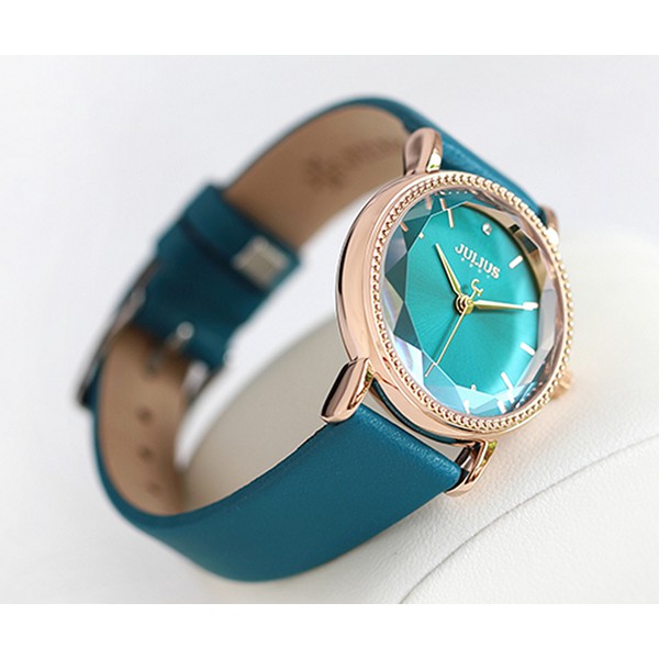 Đồng hồ nữ Julius Hàn Quốc JA-1012 2 màu xanh ngọc và kem mặt xanh