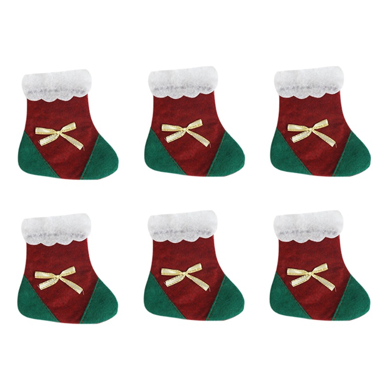 Bộ 6 Túi Đựng Muỗng Nĩa Hình Chiếc Tất Giáng Sinh