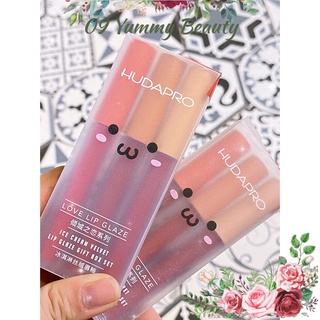 Ảnh thật 🎀 Set 3 cây son kem lì HUDAPRO lip gaze nội địa chính hãng lâu trôi mịn môi