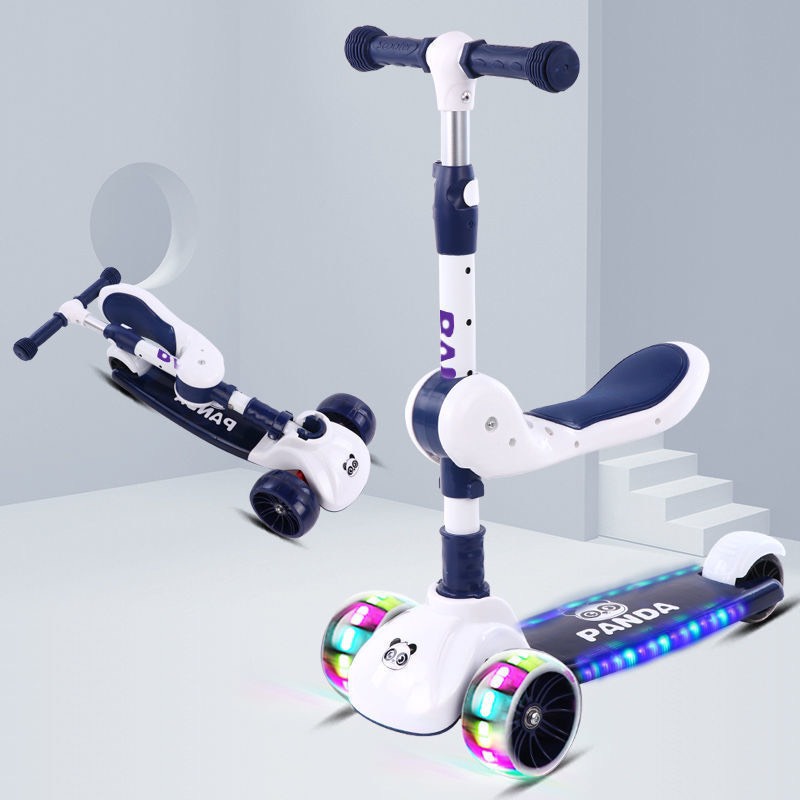 Xe trượt Scooter Panda 3 bánh đa năng cho bé, Bảo Hành 1 đổi 1, xe scooter chòi chân có nhạc và đèn phát sáng