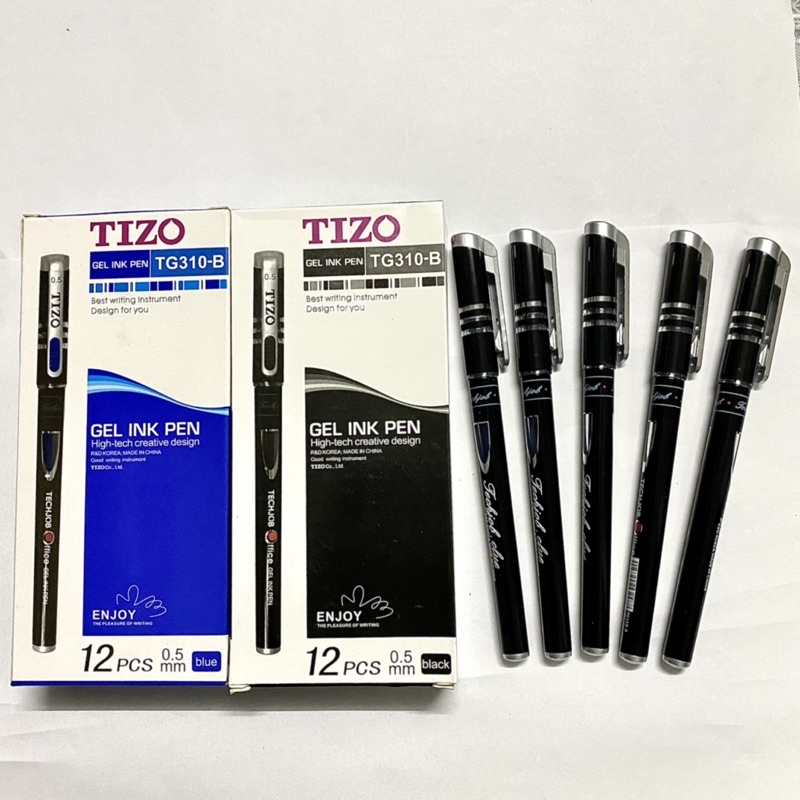 12 Bút gel nước Tizo loại 1 ngòi 0.5mm - bút mực nước thông dụng