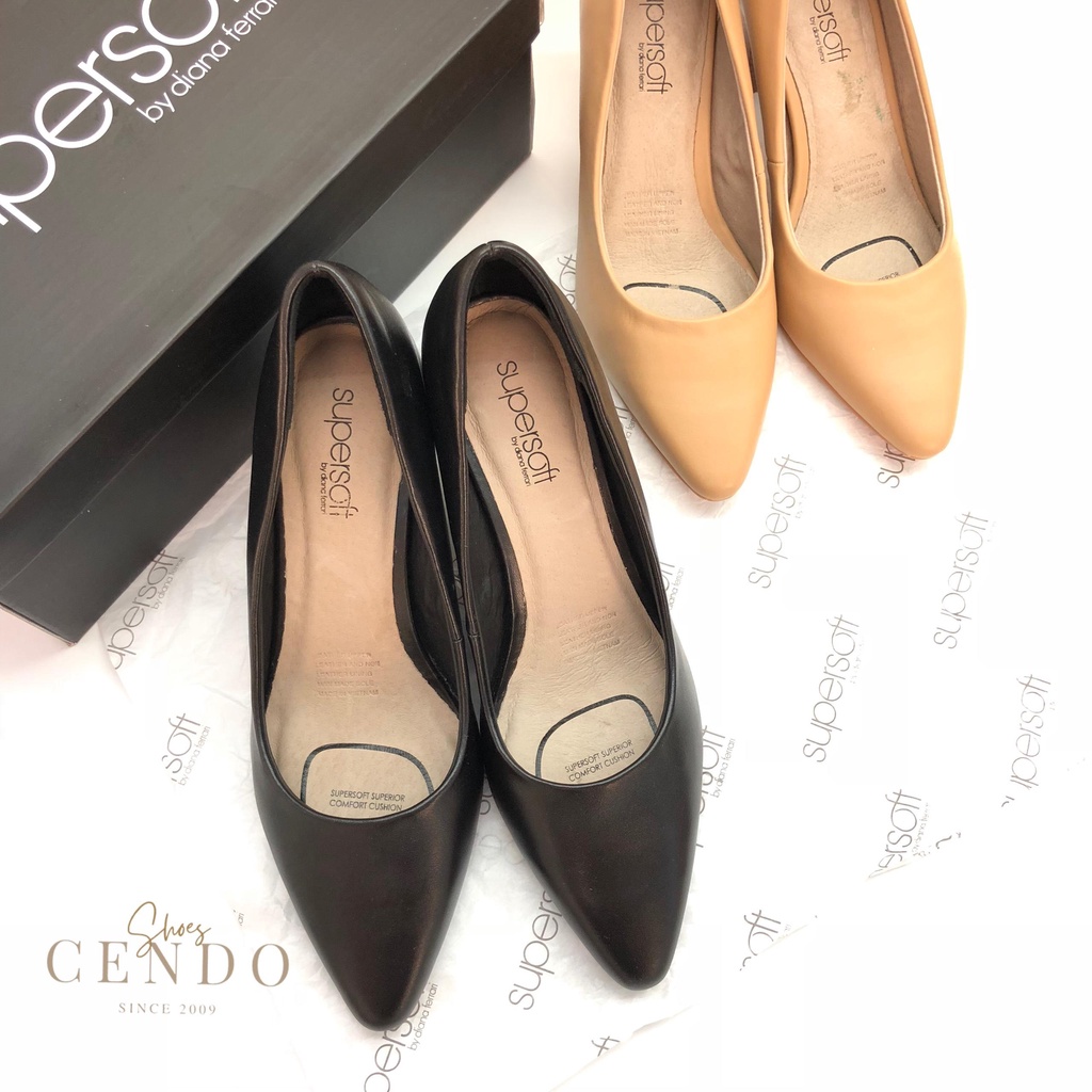 Giày SUPERSOFT mũi nhọn 7cm gót trụ chống xước