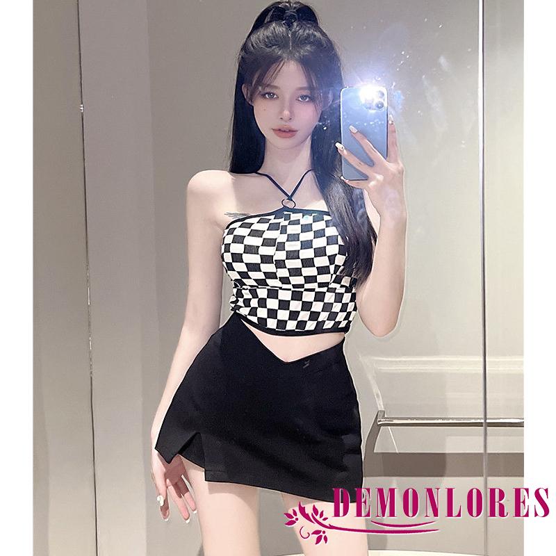 Áo Croptop Hở Rốn Họa Tiết Bảng Kim Loại Thời Trang Phong Cách Hàn Quốc Cho Nữ