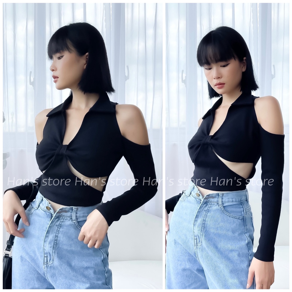 ÁO CUTOUT CÓ CỔ SIÊU CÁ TÍNH (ẢNH THẬT 1OO%)