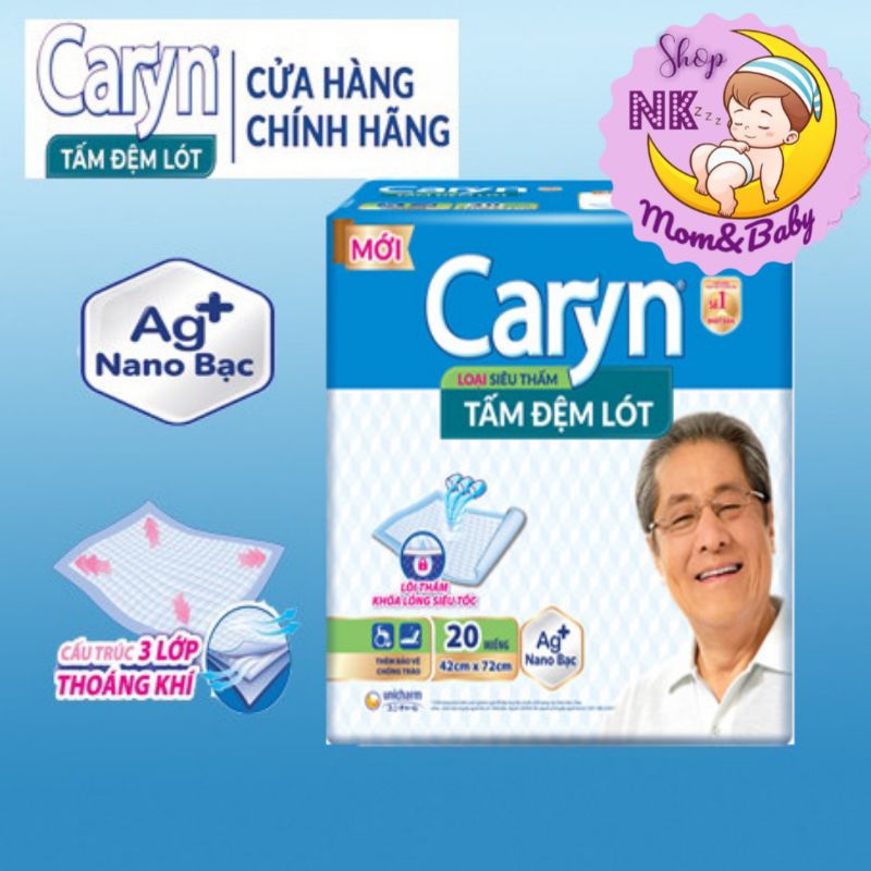 Tấm đệm lót Caryn siêu thấm 20 miếng bảo vệ chống trào