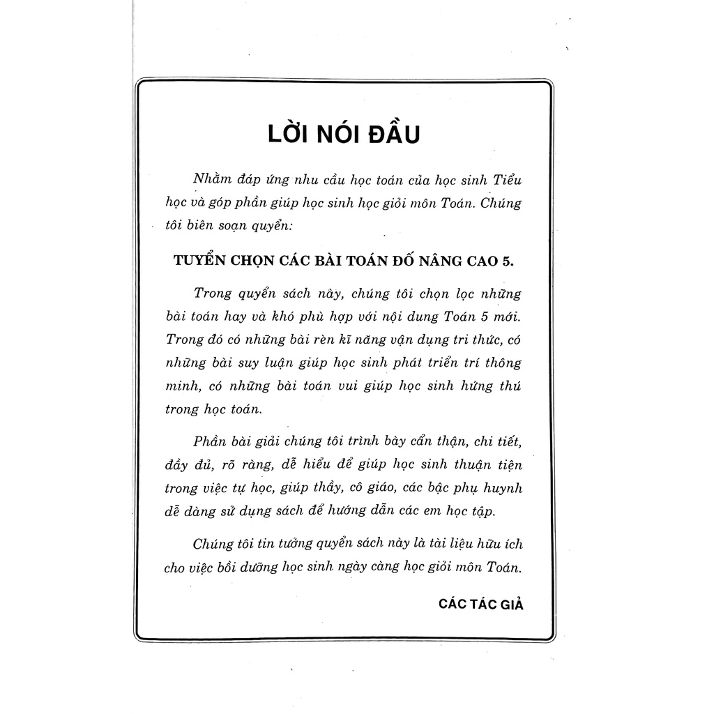 Sách Tuyển Chọn Các Bài Toán Đố 5 Nâng Cao