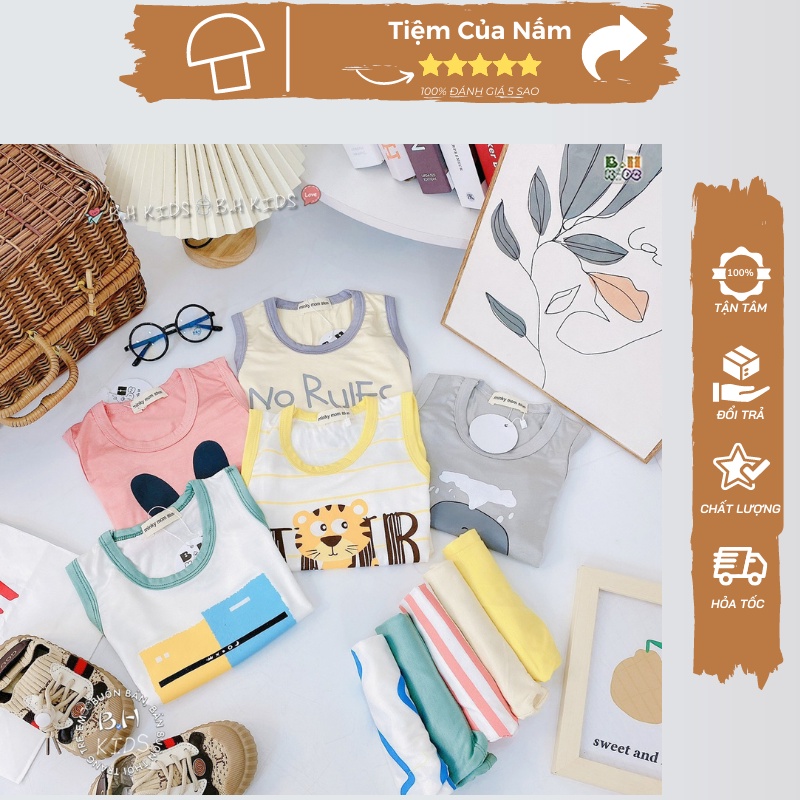 Bộ quần áo trẻ em cộc tay sát nách đồ bộ cộc tay cho bé trai và bé gái từ sơ sinh đến 16kg_Hàng chuẩn đẹp_Nấm